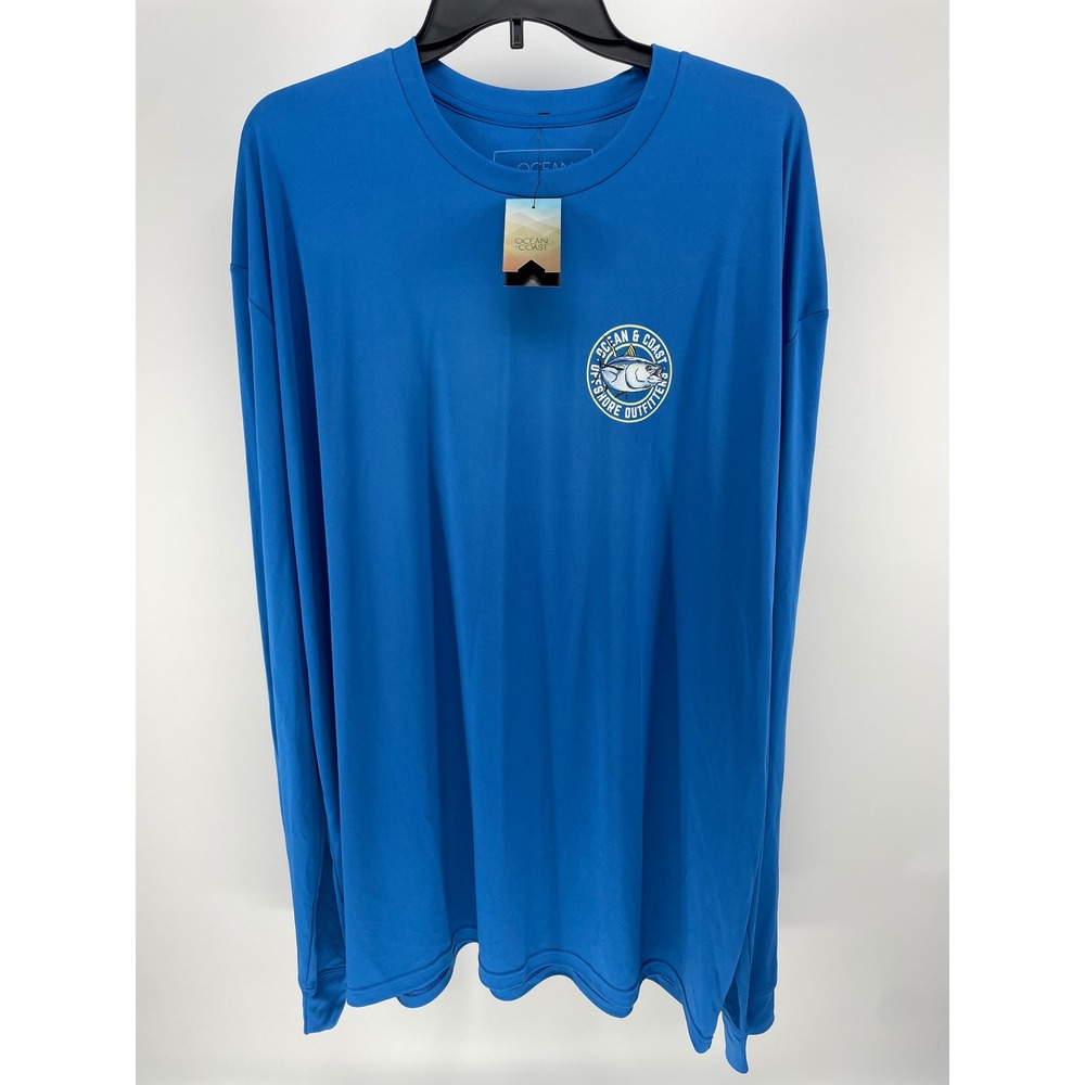 Ocean & Coast Sun Shirt Mens 2XL Blue New Bluefin Tuna Long Sleeve Performance